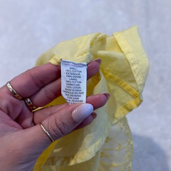 VTG Free People Womens Yellow Lace Crochet Ruffle Hem Dress Sz 8 Cottage Core - Picture 6 of 6